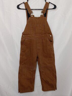 Five Brother Kids Insulated Duck Canvas Bib Overalls Youth Size S Brown Workwear